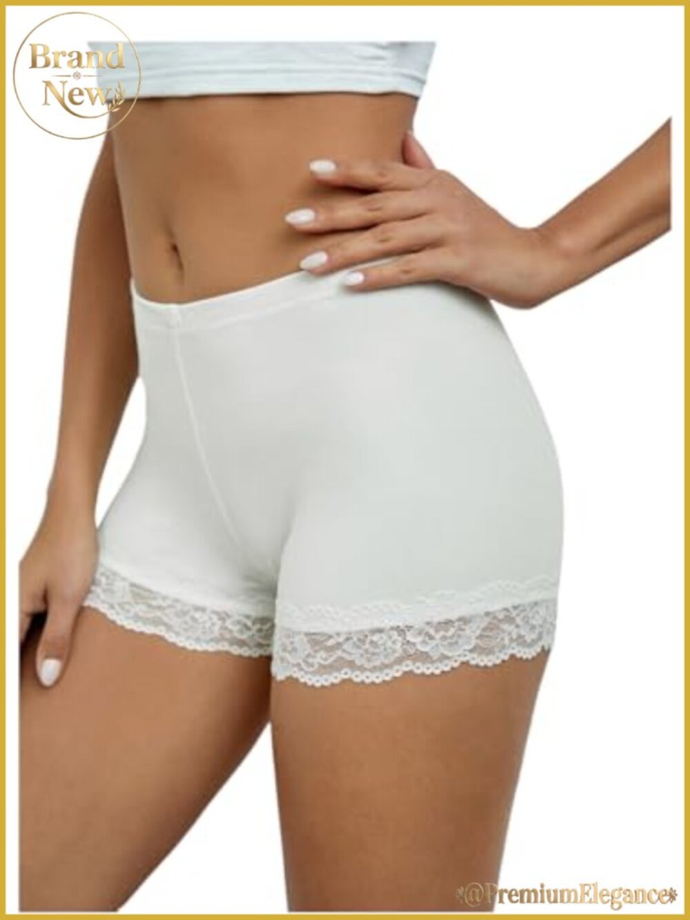 Lace Trim Biker Shorts Anti Chafing Under Dress Seamless